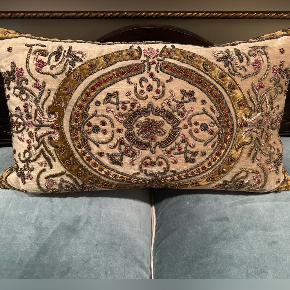 Embroidered Velvet Zardozi Decorative Pillow